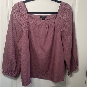 J. Crew Red Gingham Square Neck Blouse - Size Medium